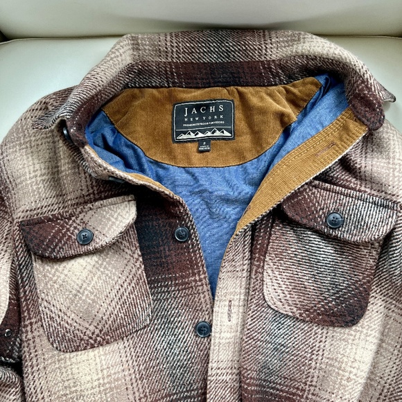 Jachs Brown Plaid Wool Blend Shirt Jacket - Picture 3 of 13